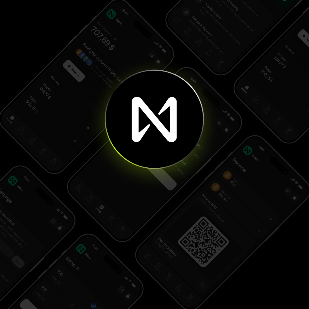 Near Wallet — логотип NEAR со свечением на тёмном фоне